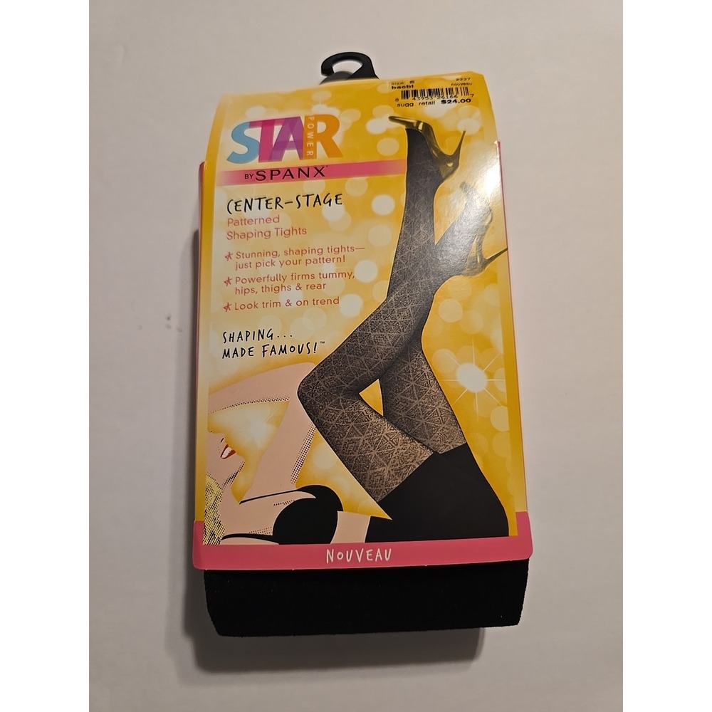 Star Power By SPANX:  High-Waisted Shaping Tights - Size E 195-265 Lbs NWT Black